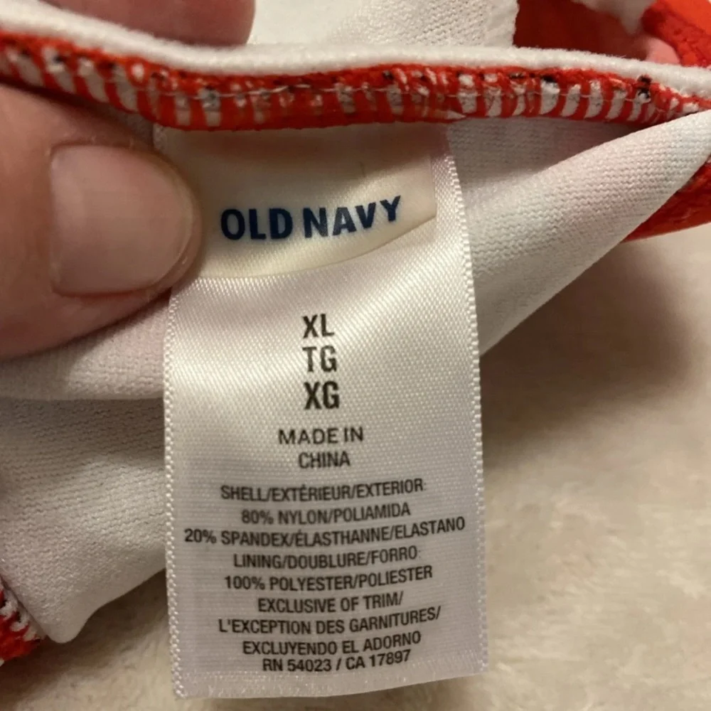 Old Navy Red and White Rope Print Bikini Top